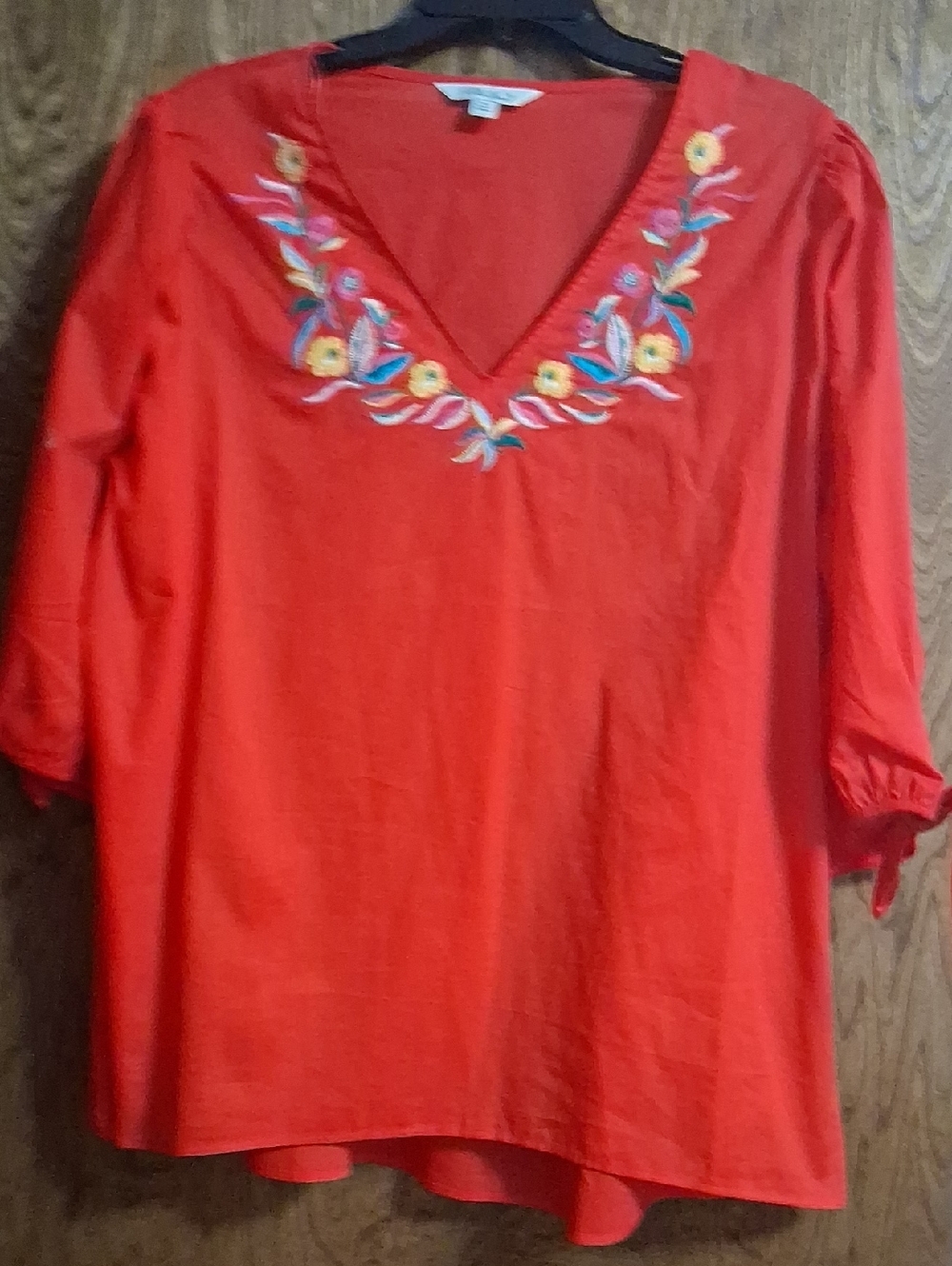 The Pioneer Woman Red V-Neck Embroidered Tunic